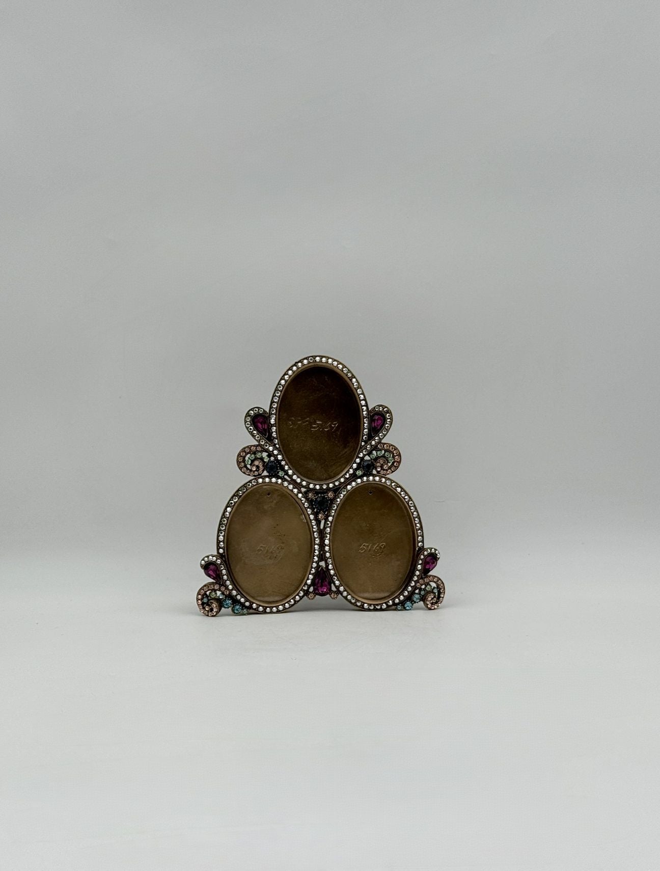 Jay Strongwater Triple Oval Frame with Multicolor Swarovski Crystals