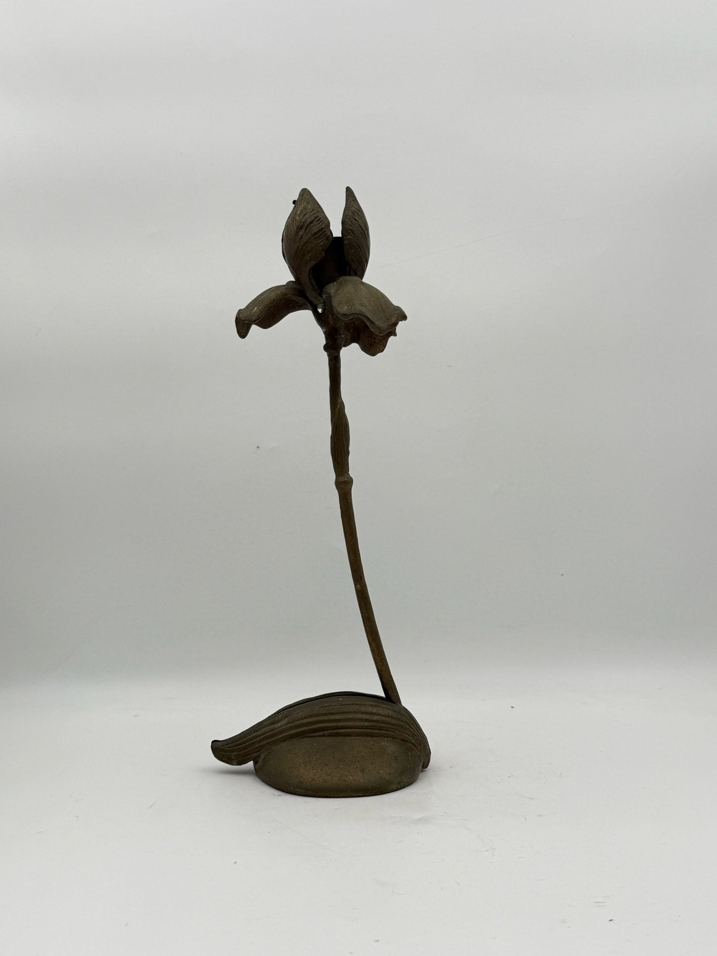 Brass Silvestri Iris Flower Candleholders- Set Of 2