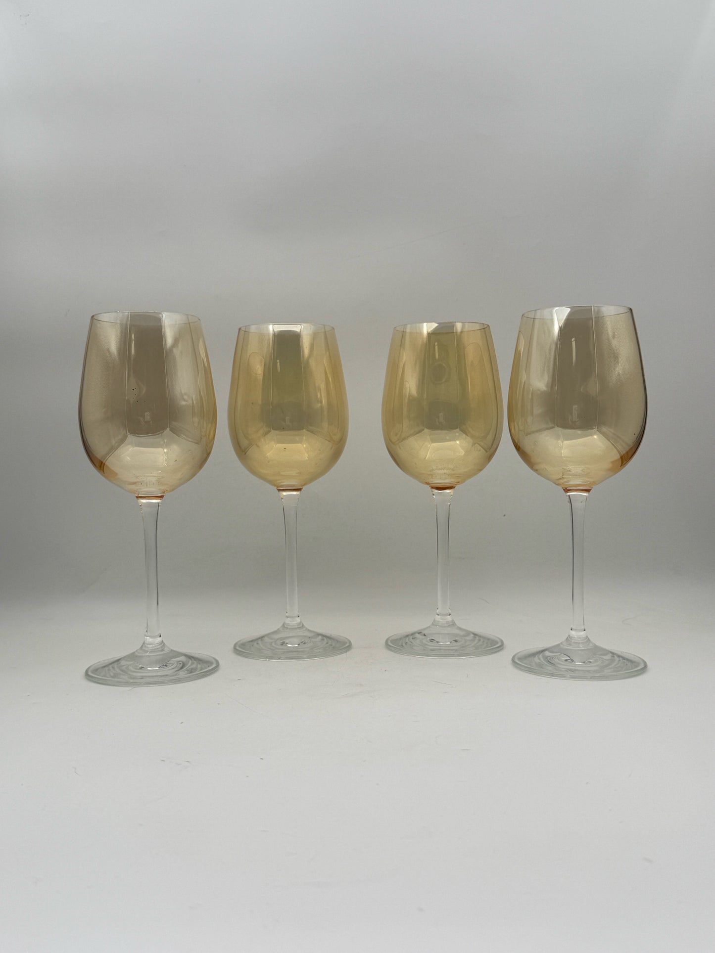 Yellow Iridescent Wine Glasses- Set Of 4
