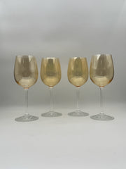 Yellow Iridescent Wine Glasses- Set Of 4