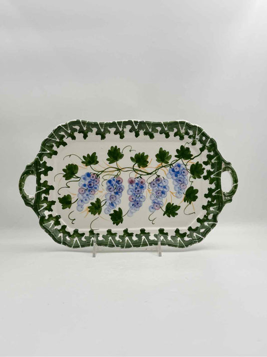 Zanolli Handpainted Grape Vine Ceramic Platter Made In Italy