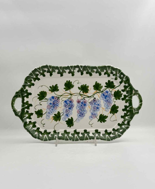 Zanolli Hand Painted Grape Vine Tray with Handles Italy