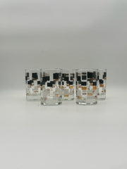 Midcentury Black And Gold Juice Glasses- Set Of Five