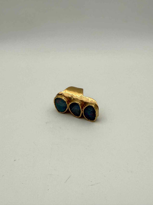 Opal Doublet Triple Stone Ring Size 7
