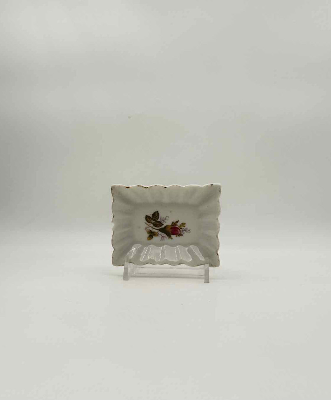Vintage Japanese Floral Porcelain Butter Pat Dish Small Rectangular Plate