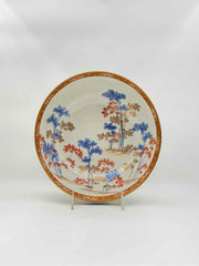 Japanese Porcelain Bowl with Blue & Rust Tree Motif