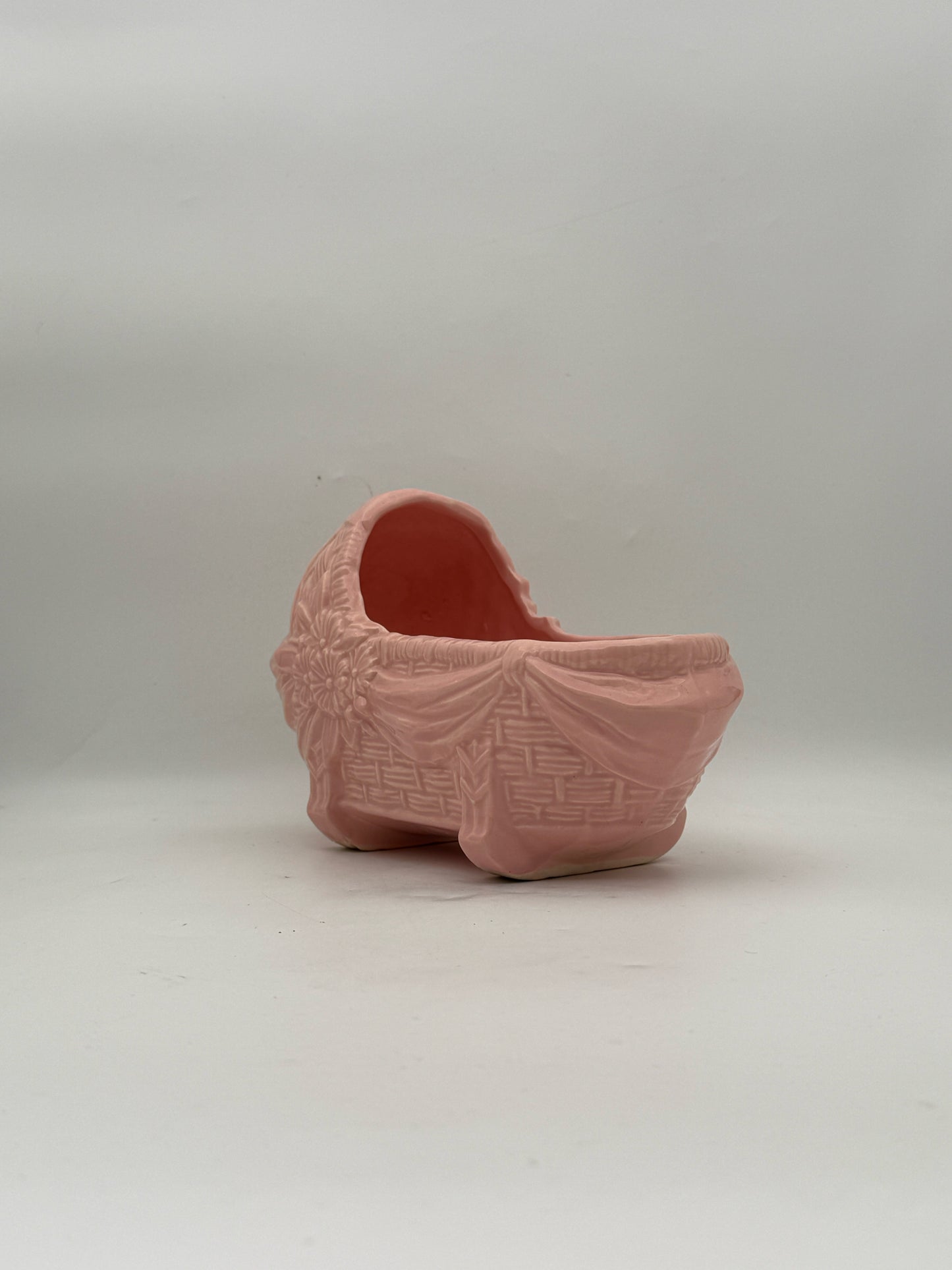 McCoy Vintage Pink Baby Cradle Planter