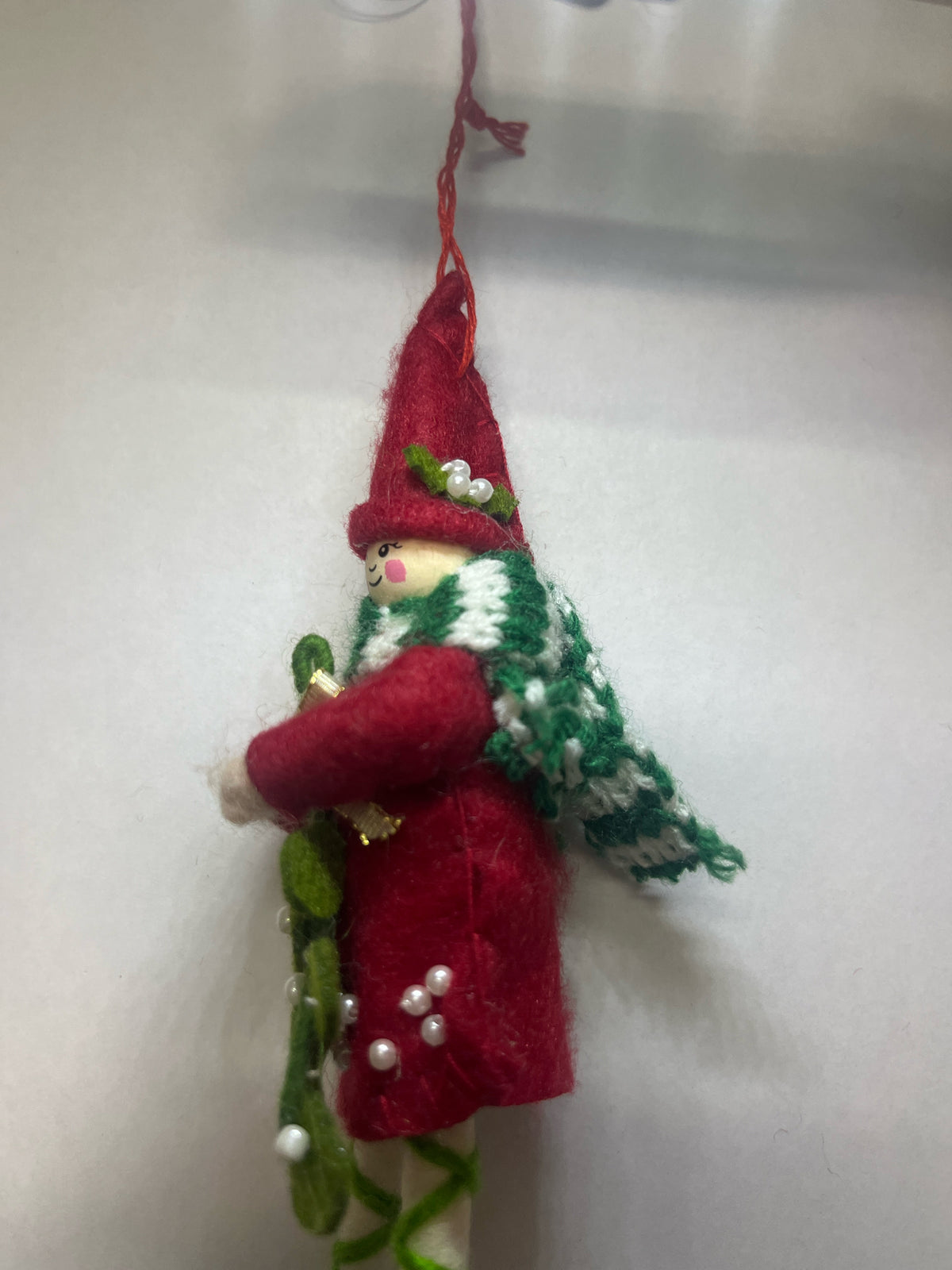 Pixie Ornament with Scarf abd Spray
