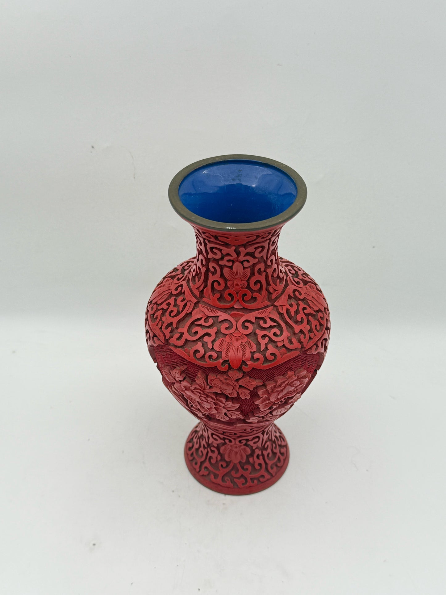 Chinese Red Cinnabar Carved Vase