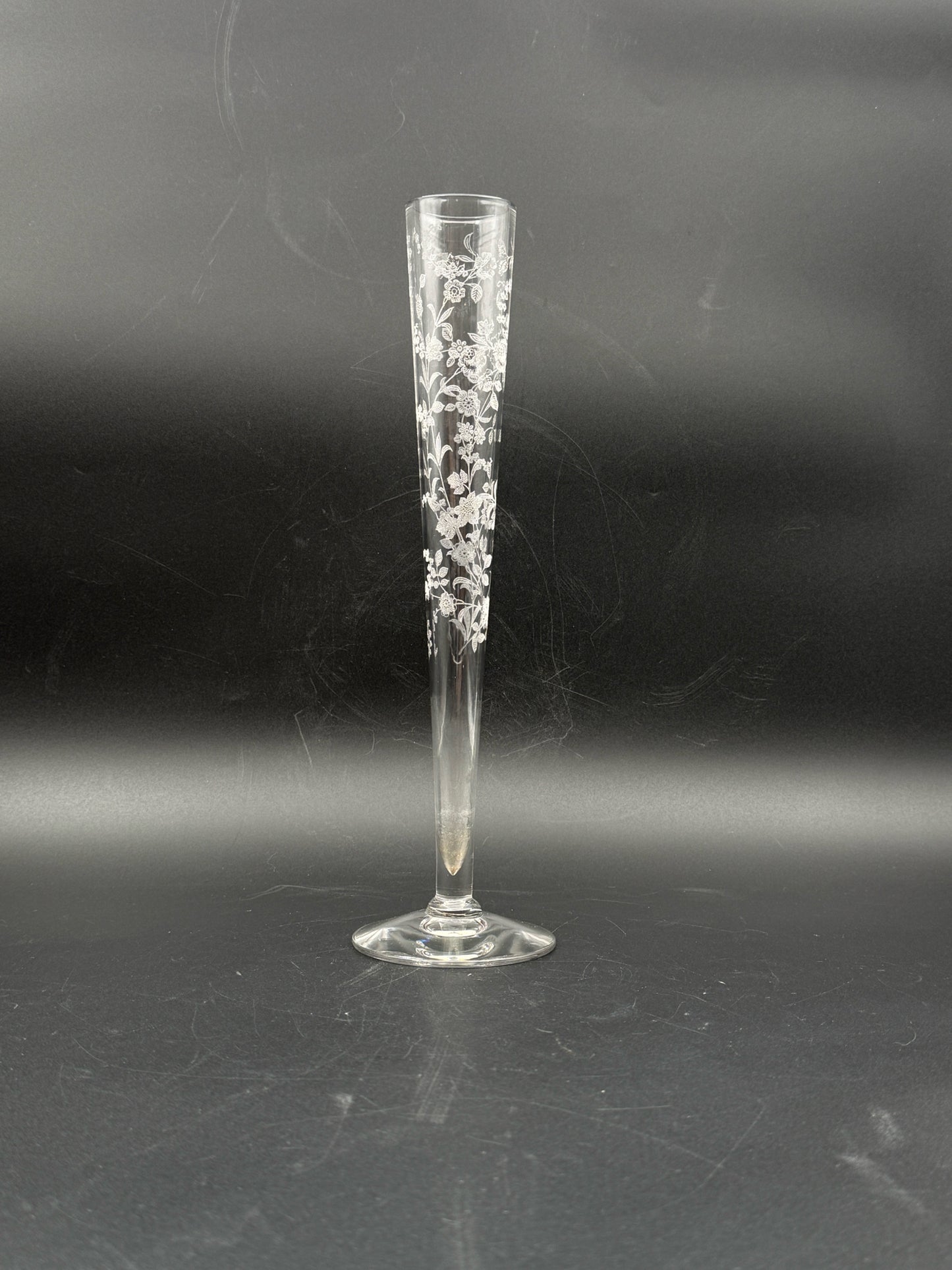 Vintage Fostoria Etched Glass Bud Vase