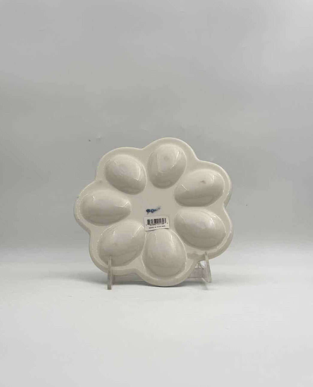 Blue Rose Ceramic Deviled Egg Plate Easter Serving Dish Floral Decor