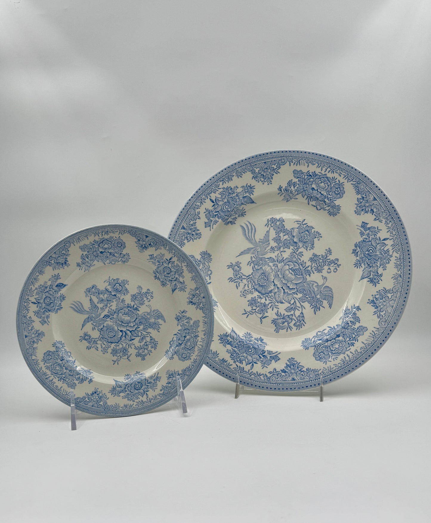 Set of 8 Burleigh Plates, Asiatic Pheasants Pattern, England – 4 Dinner & 4 Dessert