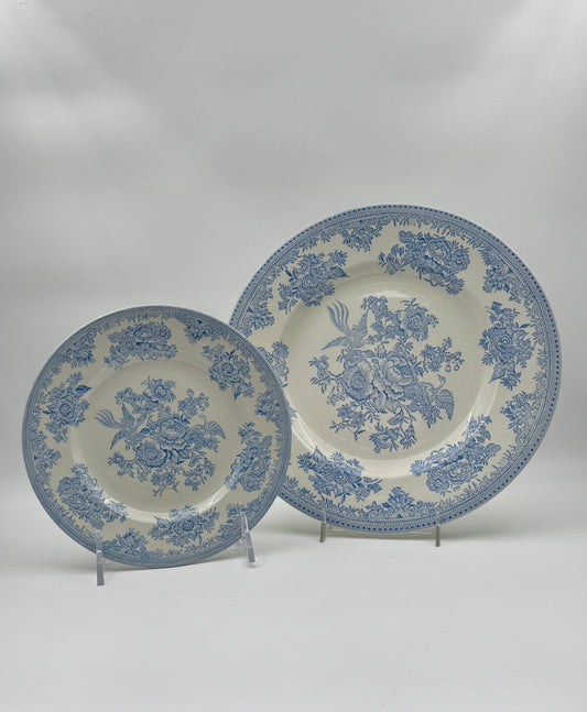 Set of 8 Burleigh Plates, Asiatic Pheasants Pattern, England – 4 Dinner & 4 Dessert