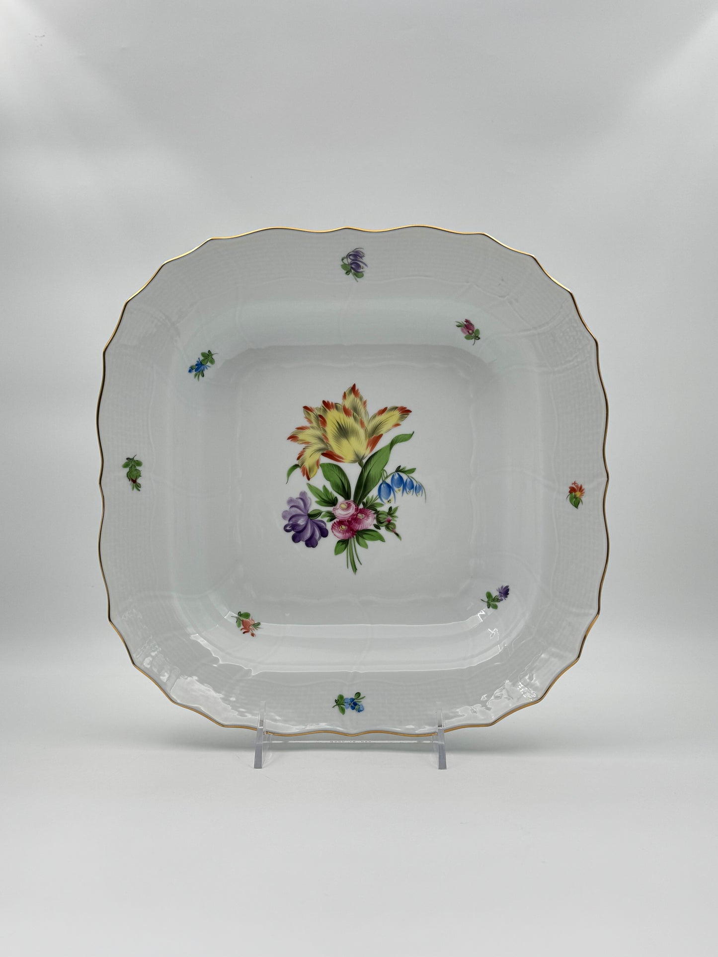 Herend Porcelain Square Open Bowl, Floral Pattern