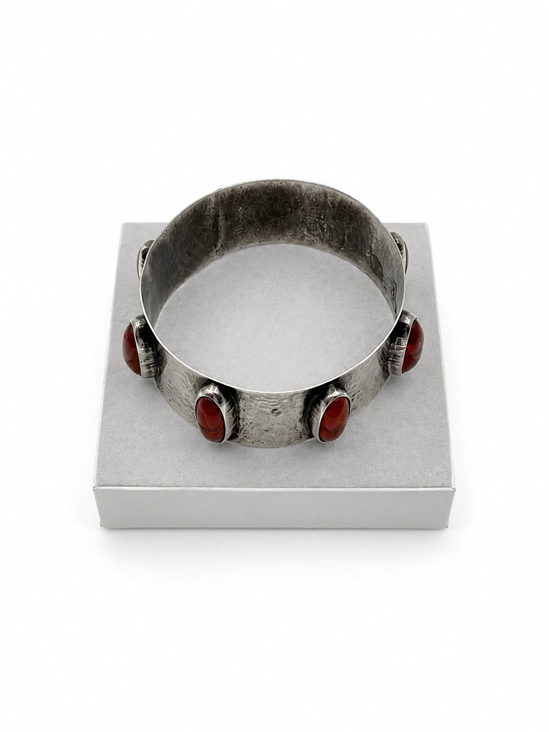 Vintage Continental Silver Bracelet With Carnelian Stones