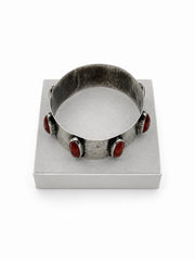 Vintage Continental Silver Bracelet With Carnelian Stones