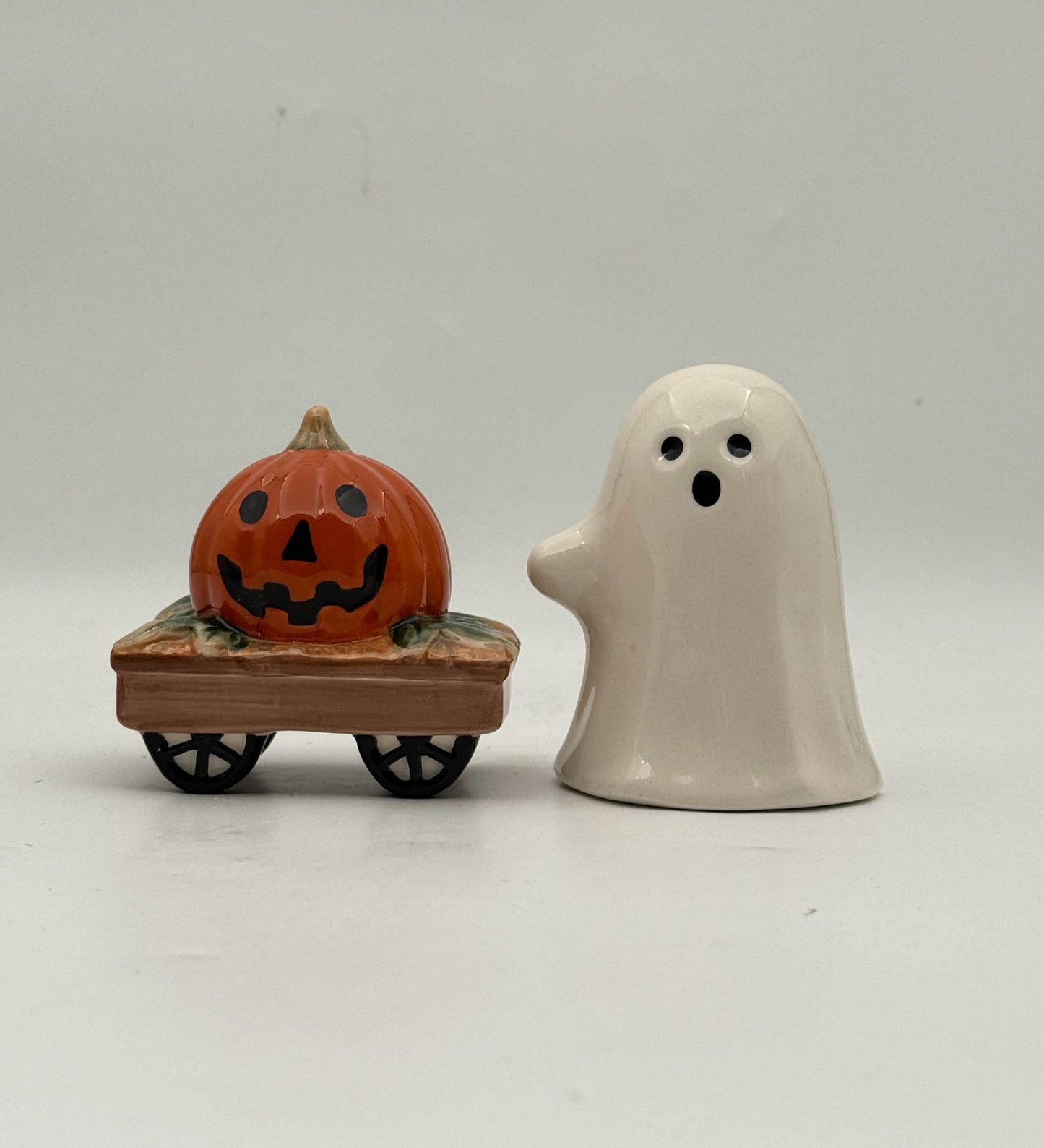 Ghost And Pumpkin Salt And Pepper Shakers