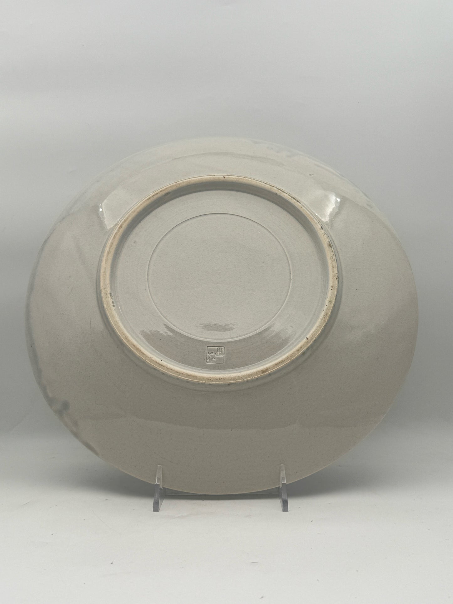 Vintage Japanese Blue And White Mountain Temple Platter