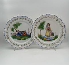 Italian Pair Of Man And Woman Ceramic Plates