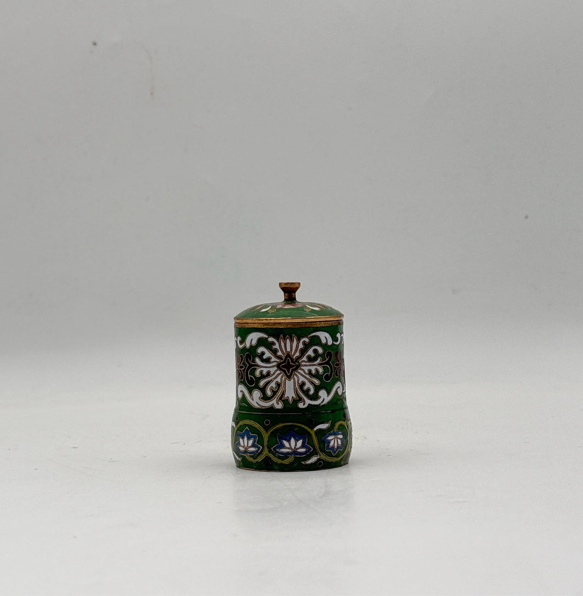 Green Cloisonne Lidded Jar