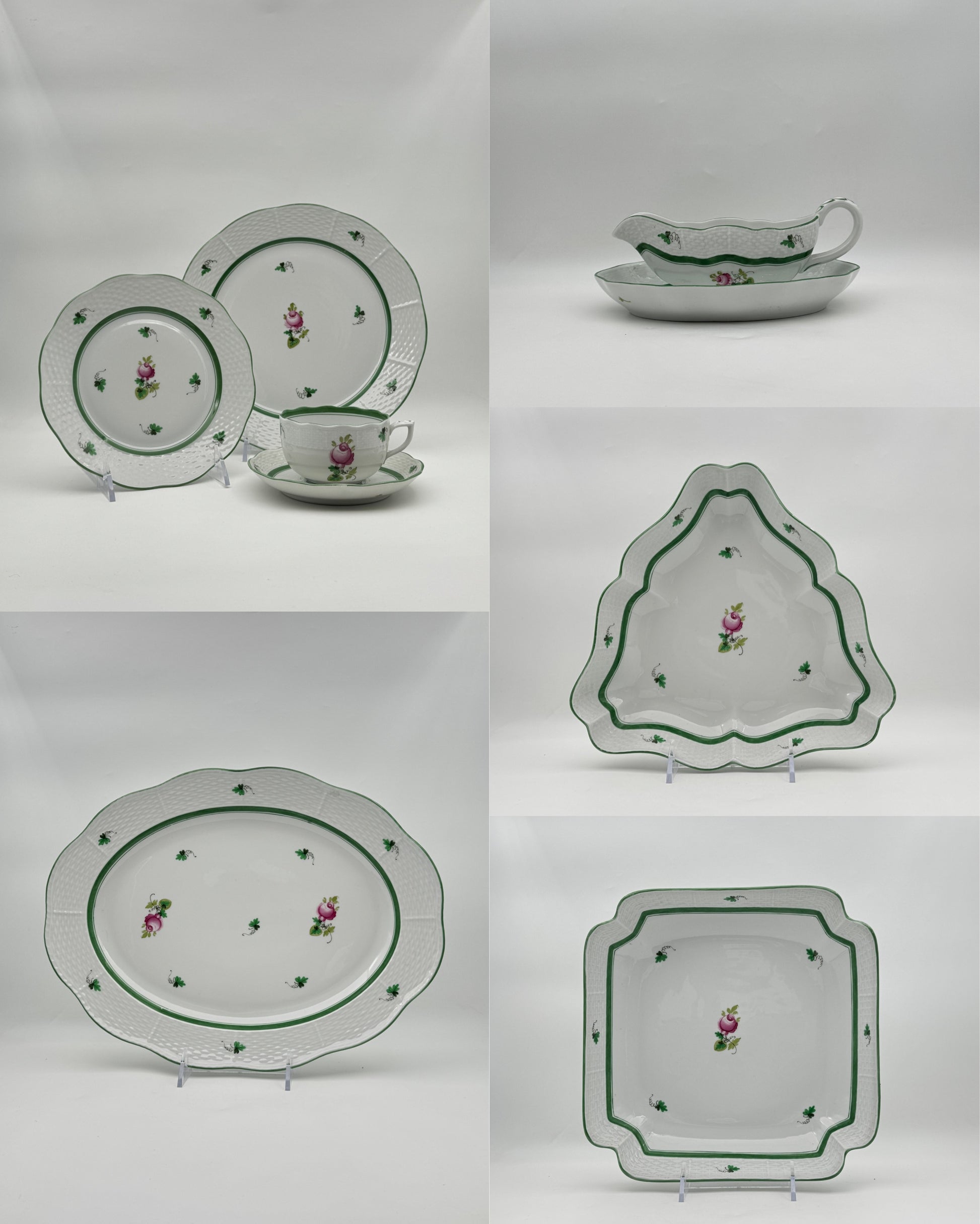 Herend “Vienna Rose” Partial Porcelain Dinner Service for 12, Hungary