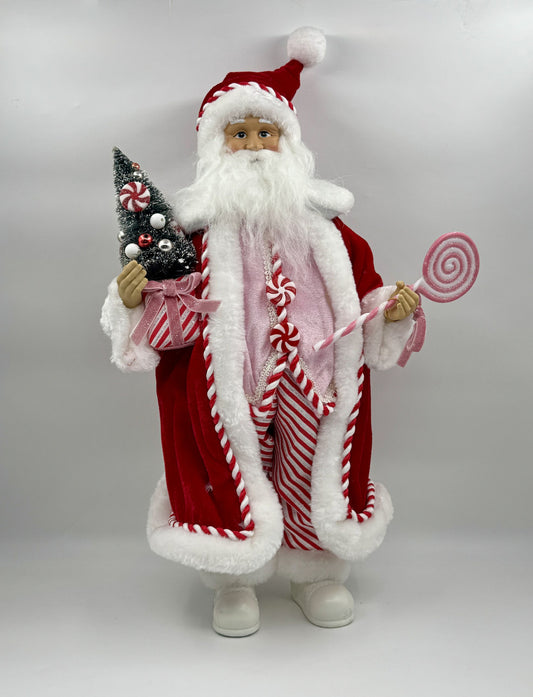 18" Peppermint Swirl Santa – Raz Imports Figurine