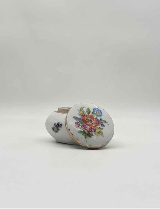 Vintage Fraureuth Hand Painted German Porcelain Vanity Box Floral Jar