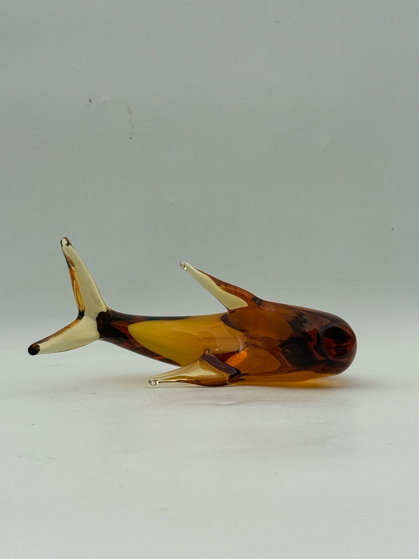 V Nason Murano Glass Yellow Orange Dolphin Figurine