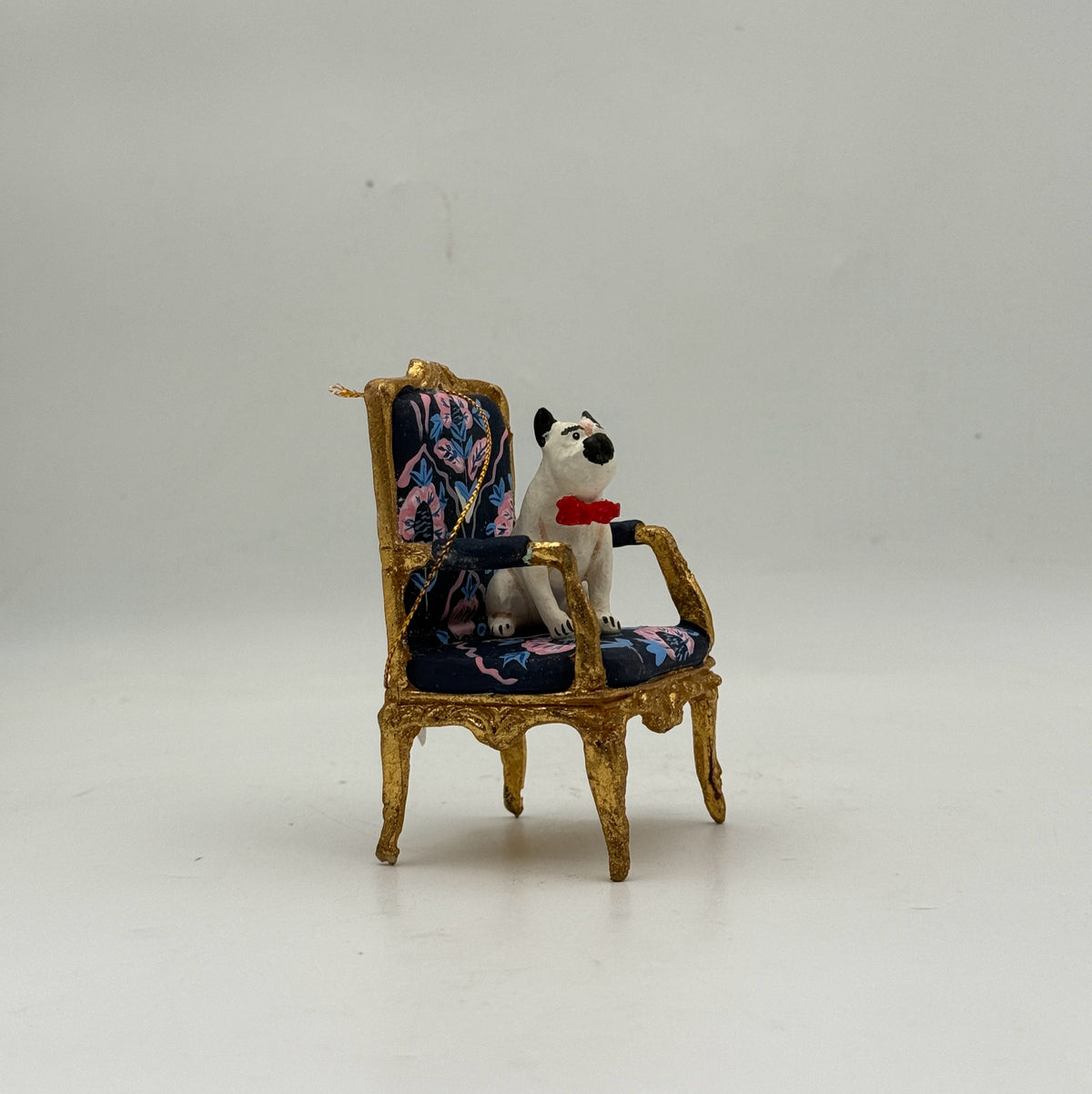 Bow Tie Dog On Chair Ornament