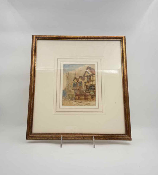 Framed Watercolor Swan Inn Mary le Port Street Bristol Art