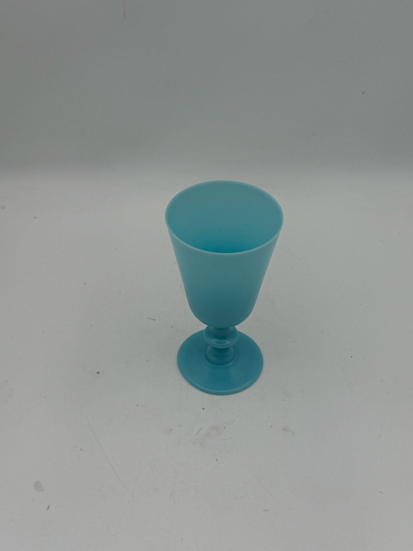 Vintage Blue Opaline Milk Glass Wine Glasses- Set Of 10