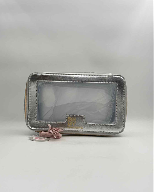 Oh My Mahjong Silver Structured Tile Storage Bag Case