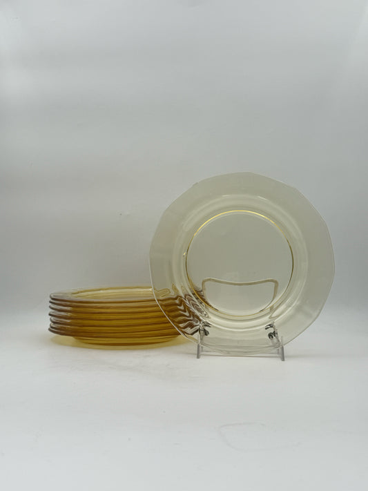 Fostoria Fairfax Amber Yellow Plates Set Of 8