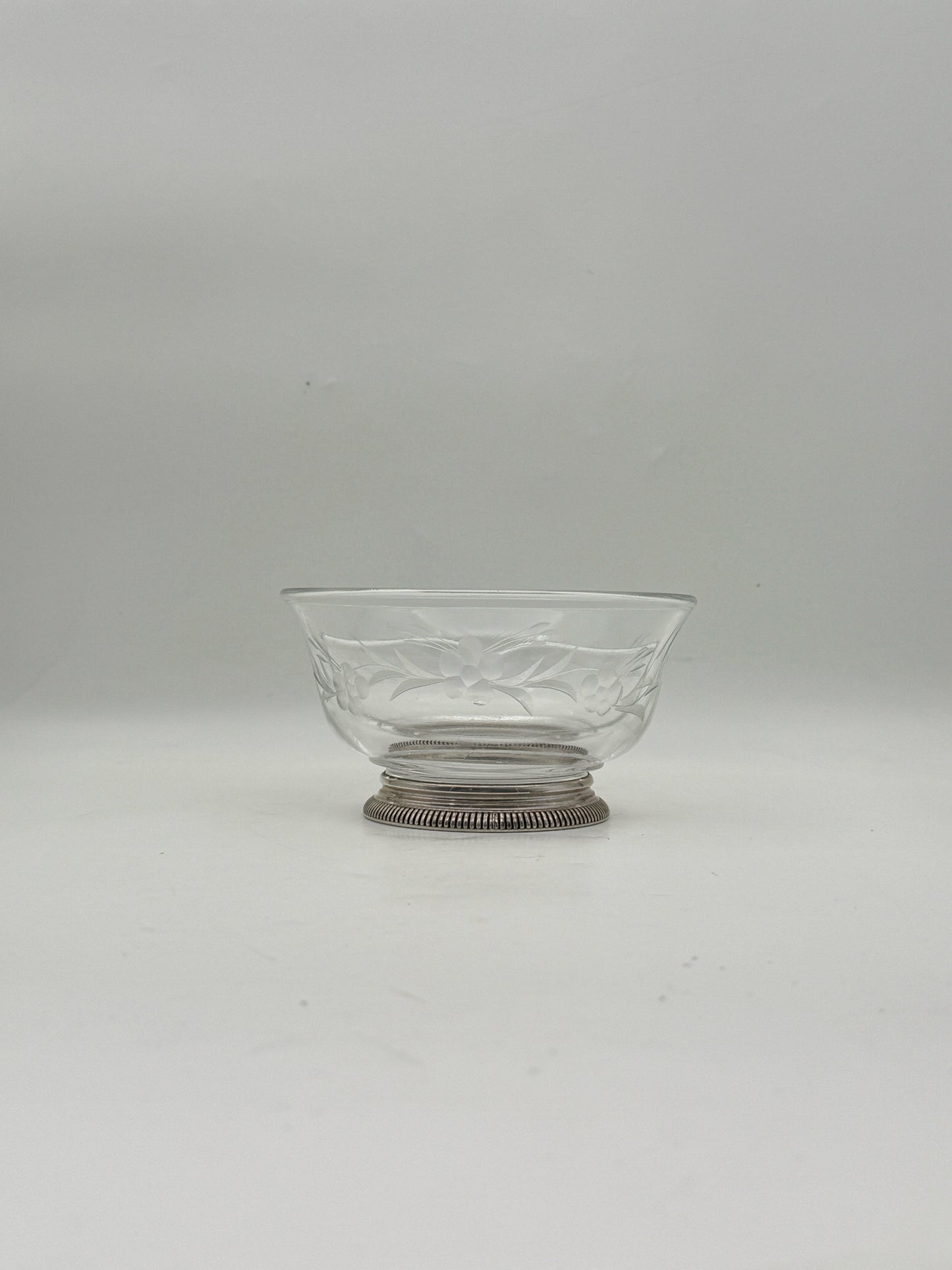 Sterling Silver Etched Glass Condiment Bowl