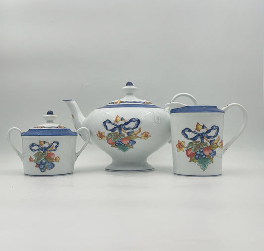 Bernardaud "Borghese" Teapot Sugar And Creamer Set