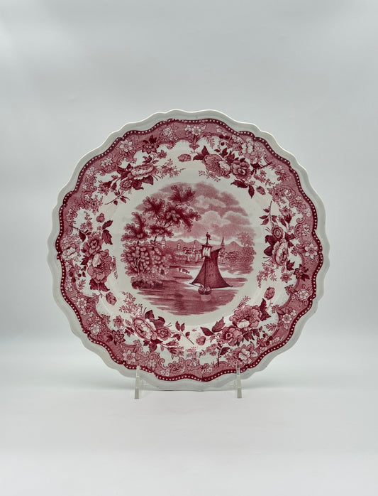 Red & White Transferware Rim Bowl – Jackson & Sons, Staffordshire, c.1880