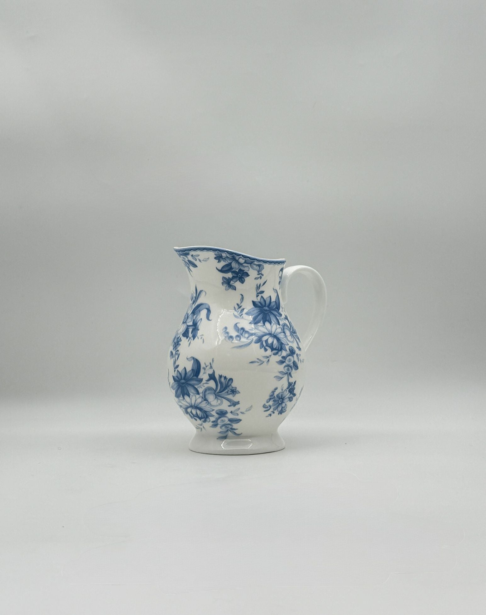 Whittard England Blue & White Floral Bone China Creamer Pitcher