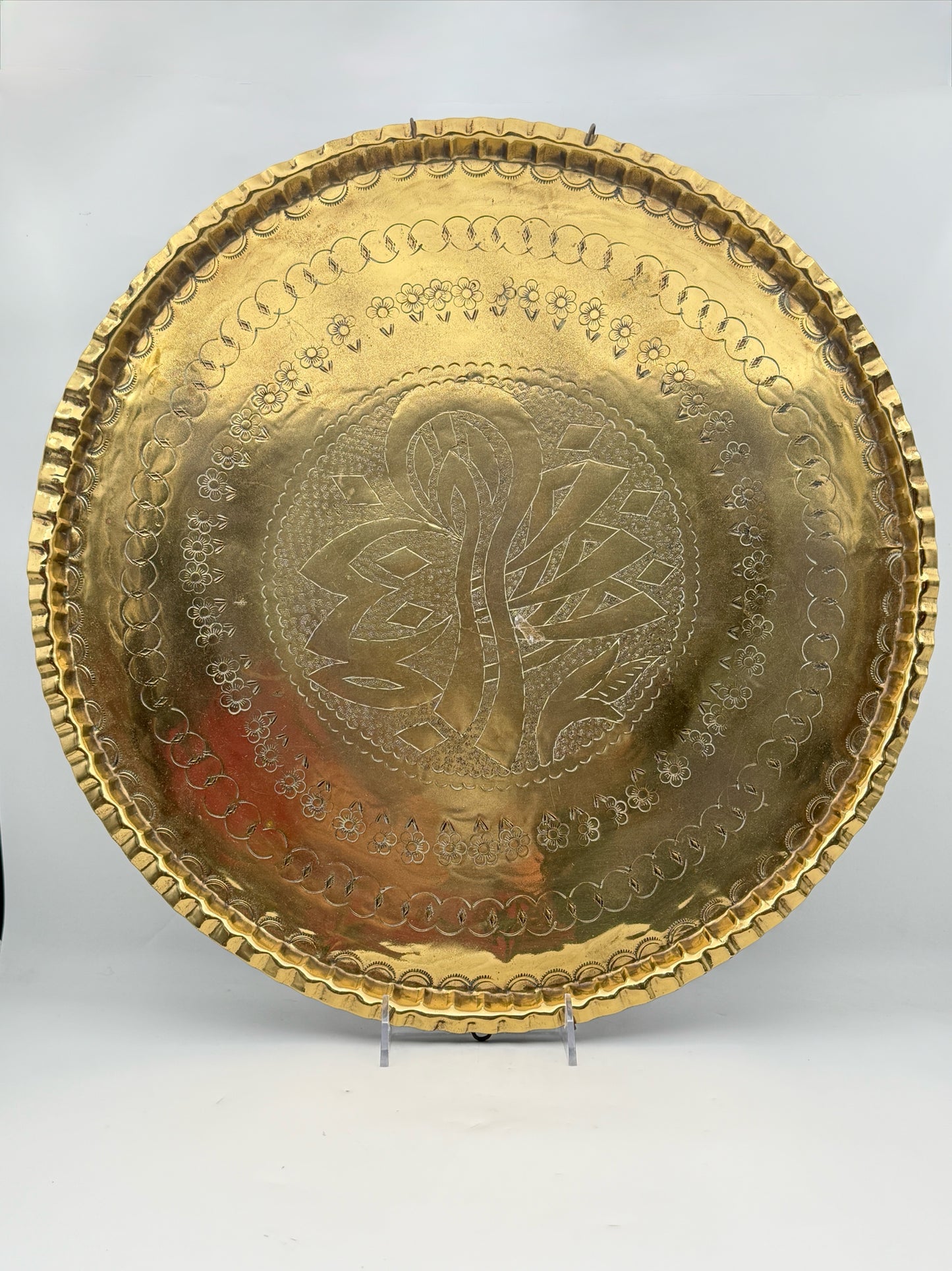 Large Brass Decorative Tray With Hanger