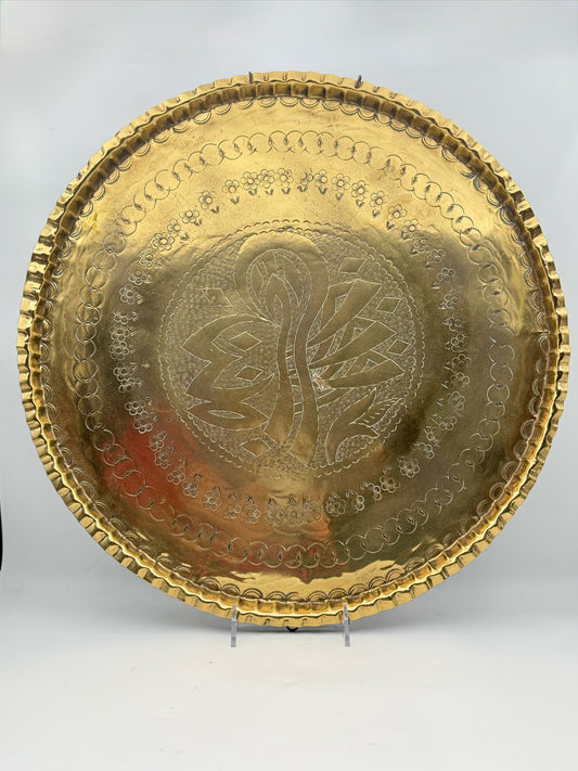 Large Brass Decorative Tray With Hanger