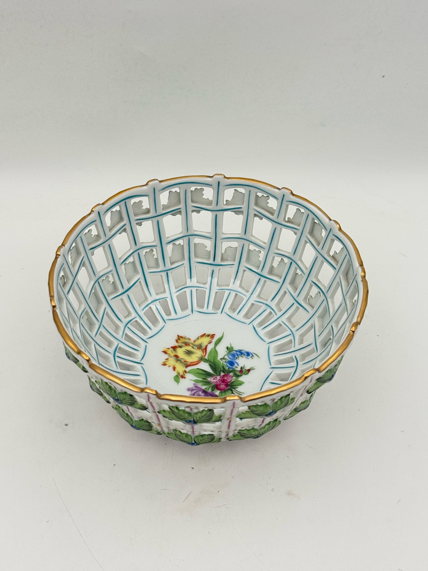 Herend Rothschild Pierced Ceramic Bowl
