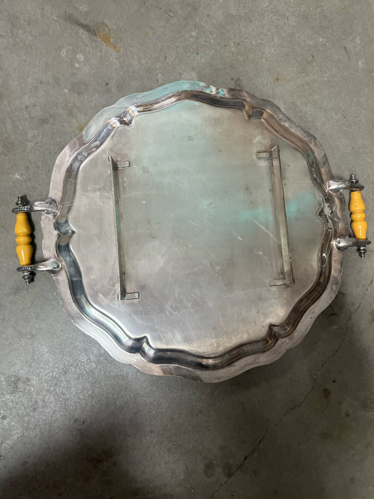 Silverplate tray with insulated handles