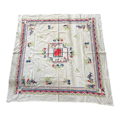 Vintage MCM Burros And Sombreros Tablecloth