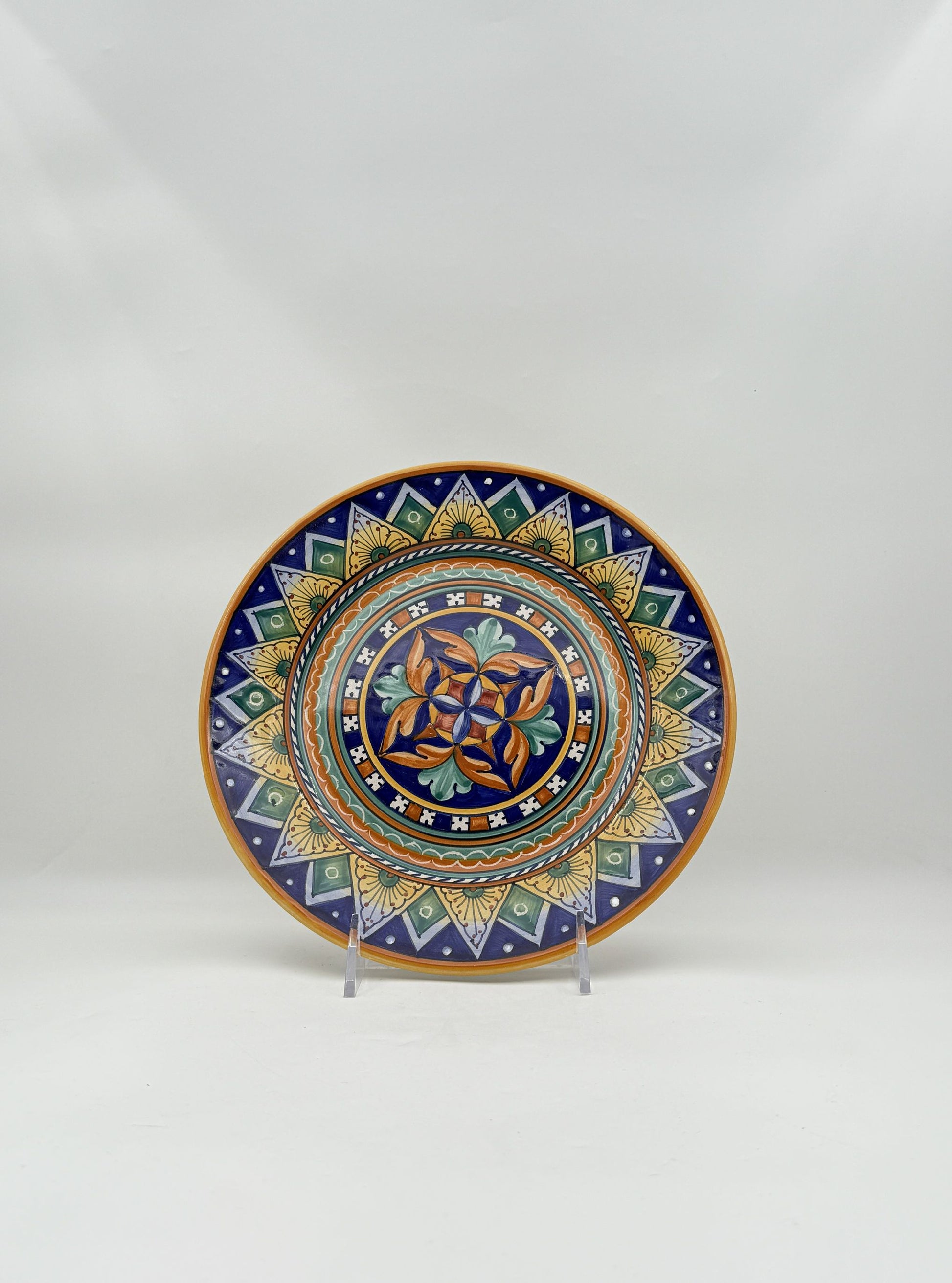 Deruta Italian Majolica Decorative Plate Hand-Painted Geometric Motif
