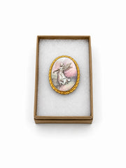 Abalone Shell Angel Brooch With Gold Tone Metal