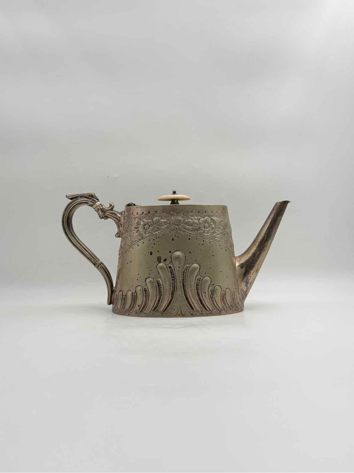 Victorian 1896 Silverplate Teapot With Bone Knob