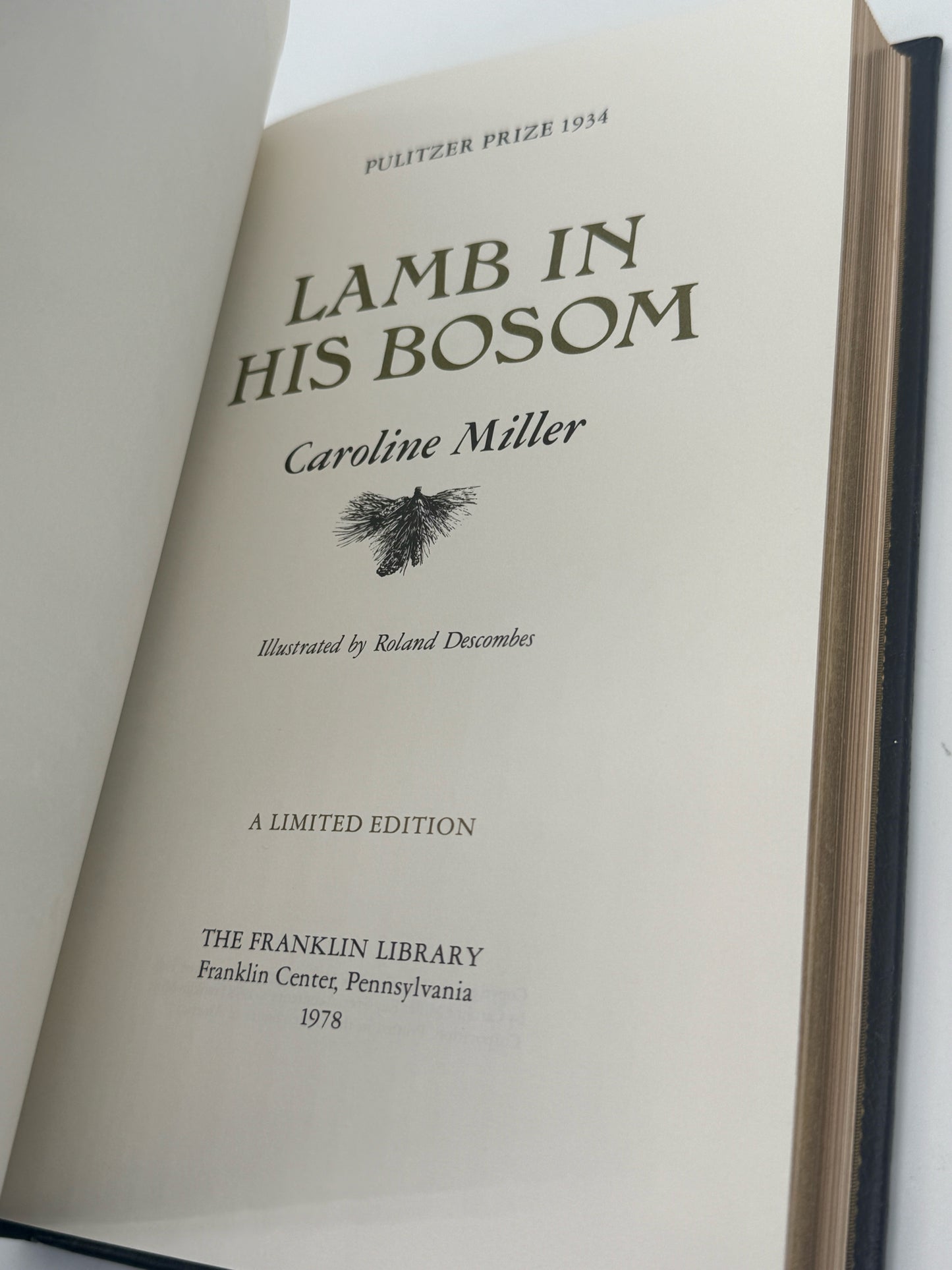 Caroline Miller "Lamb In His Bosom" Hardcover Book- Franklin Edition