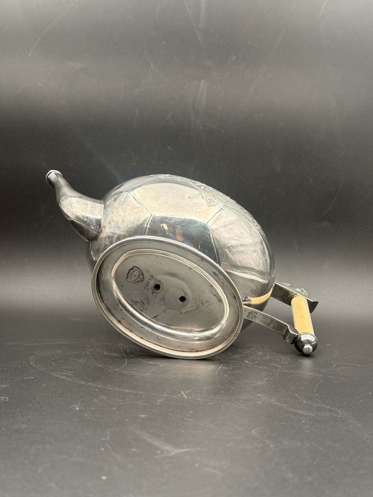 Meriden Silverplate Coffee Pot With A Bone Handle And Sphinx Detail