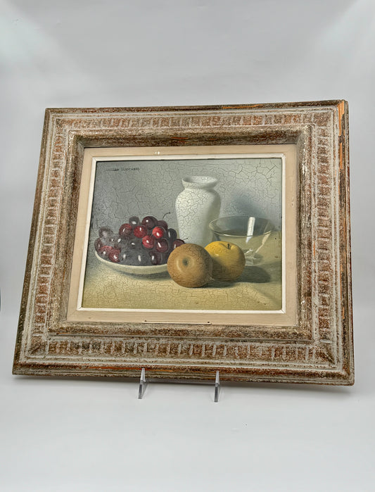 Jacques Blanchard (French, 1912–1992) – Still Life with Cherries, Green Apples, and White Vase – Oil on Board