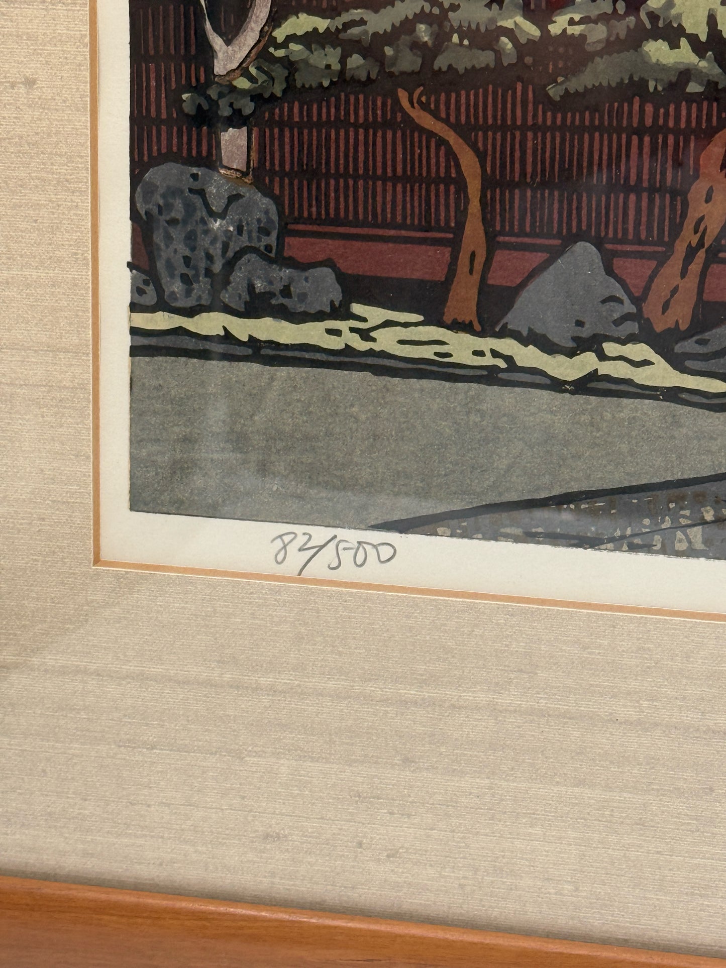 Japanese Woodblock "Morning at Kamigamo" By Katsuyuki Nishijima
