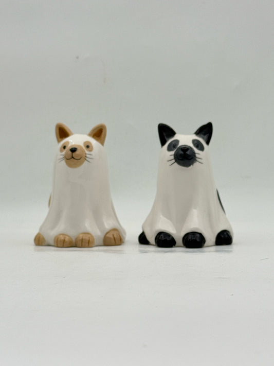 Halloween Ghost Cats Salt And Pepper Shakers